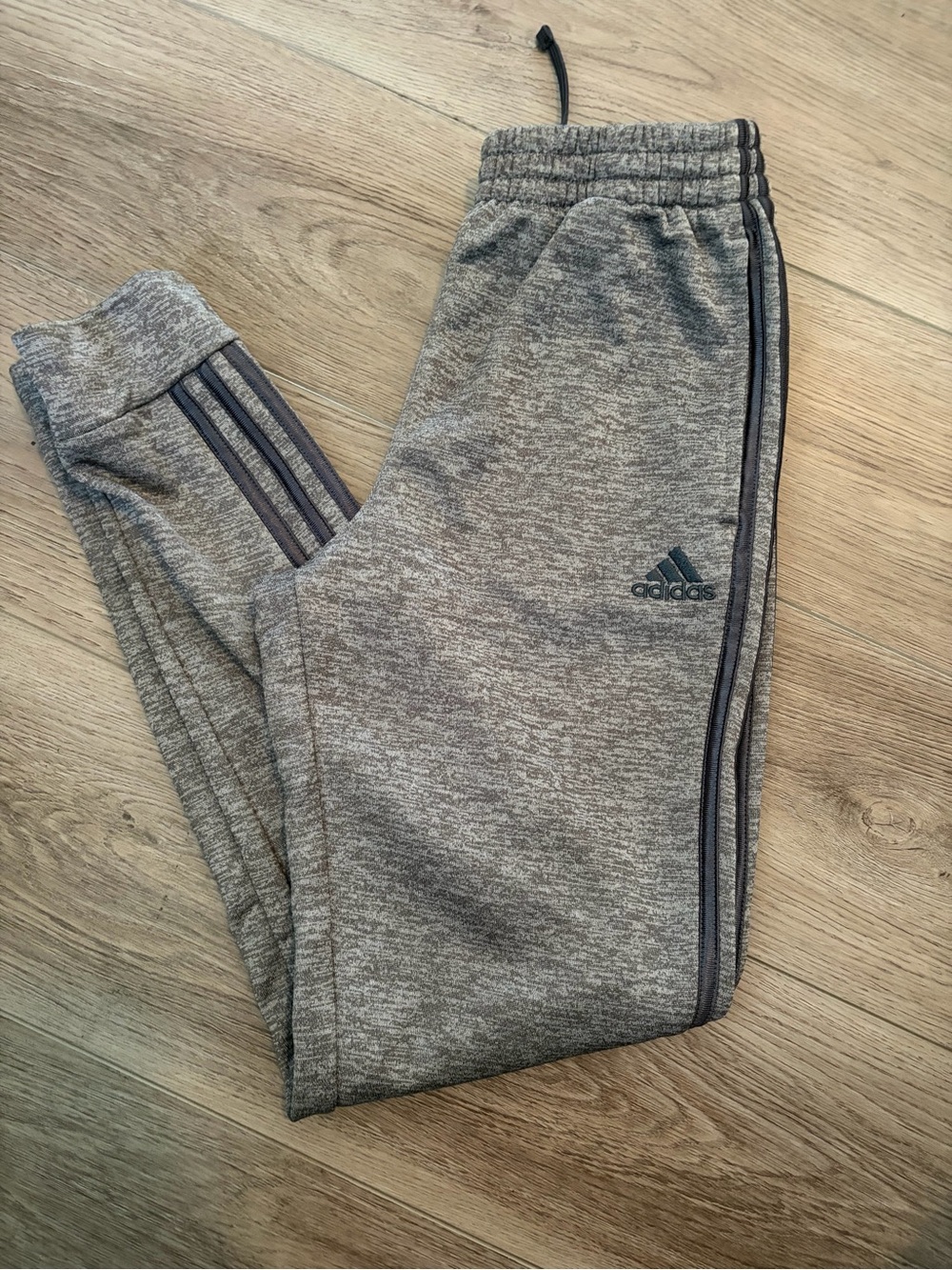 adidas Kids Gray Heather Joggers with Dark Stripe